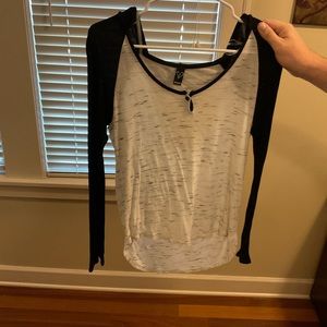 Windsor, Light-weight hooded long-sleeve top, Black & White, Size: Adult Medium